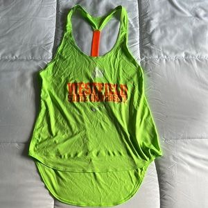 Westfield State University Nike tank top - neon green and orange - size large
